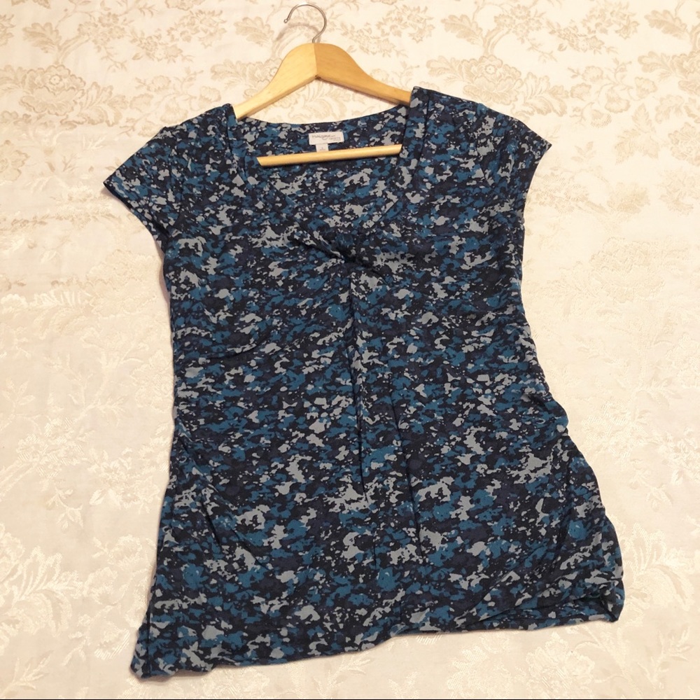 Halogen | For Petite Focus Turquoise Black Blouse